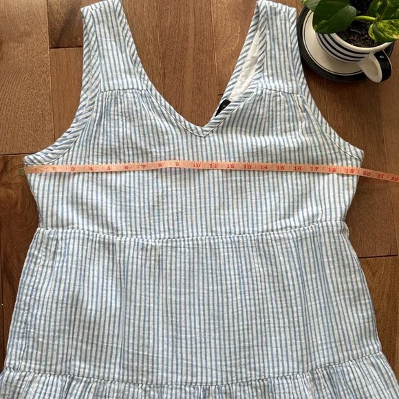 Quince 100% cotton striped gauze tiered maxi sundress dress M fully lined - Picture 5 of 8